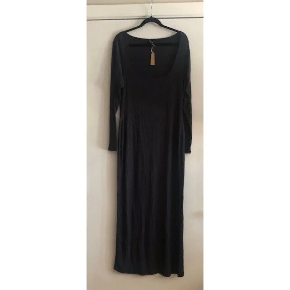 NWT SOLD OUT! SKIMS SOFT LOUNGE LONG SLEEVE MAXI DRESS GRAPHITE US SIZE 2X - Picture 3 of 5